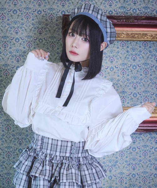Whinny(ホワイニー)の「Whinny/ぷりぷりぽこぽこプリンセス(シャツ/ブラウス・レディース・ホワイト/サックスブルー/ブラック・FREE)」の2枚目の写真