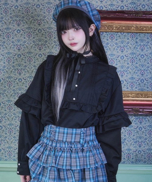 Whinny(ホワイニー)の「Whinny/ぷりぷりぽこぽこプリンセス(シャツ/ブラウス・レディース・ホワイト/サックスブルー/ブラック・FREE)」の1枚目の写真