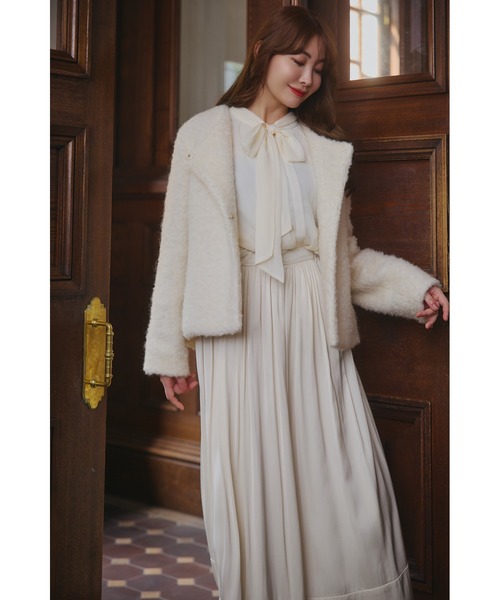 Elise Boucle Peplum Coat（ノーカラーコート）｜Her lip to（ハー