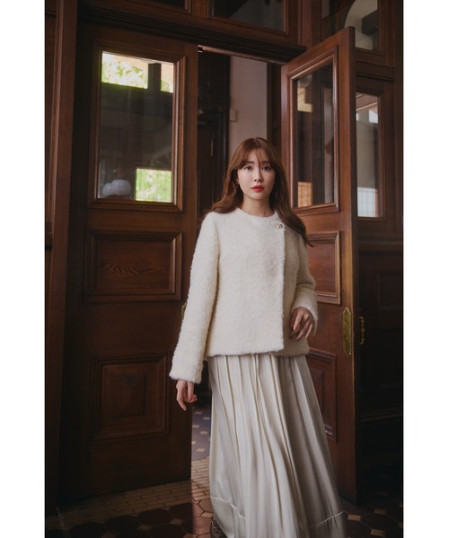 Elise Boucle Peplum Coat（ノーカラーコート）｜Her lip to（ハー