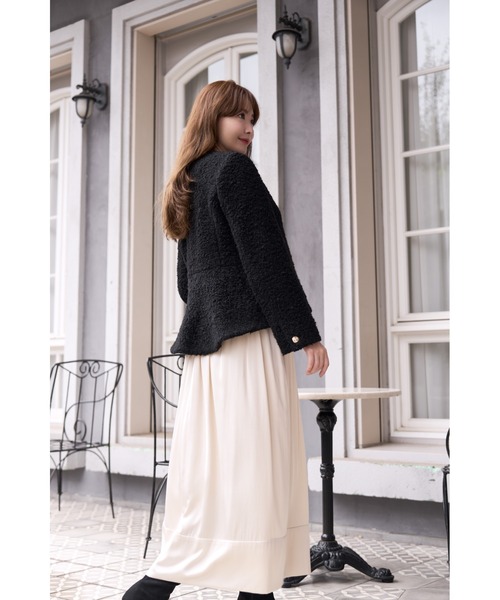 Elise Boucle Peplum Coat（ノーカラーコート）｜Her lip to（ハー