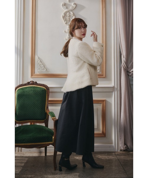 Elise Boucle Peplum Coat（ノーカラーコート）｜Her lip to（ハー