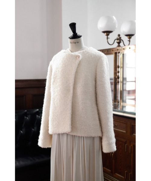 Elise Boucle Peplum Coat（ノーカラーコート）｜Her lip to（ハー