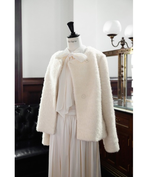 Elise Boucle Peplum Coat（ノーカラーコート）｜Her lip to（ハー