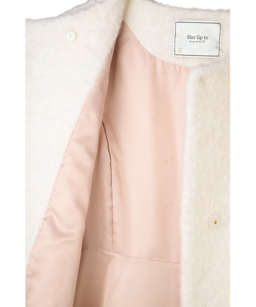 ジャケット・アウター Her lip to Elise Boucle Peplum Coat Elise Boucle Peplum Coat（ノーカラーコート）｜Her lip to（ハー