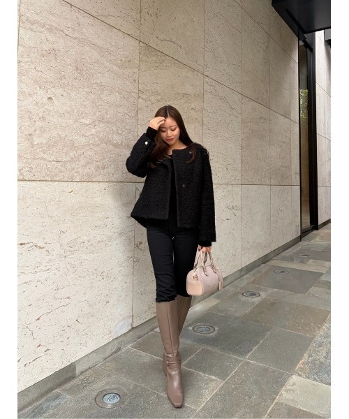 Elise Boucle Peplum Coat（ノーカラーコート）｜Her lip to（ハー