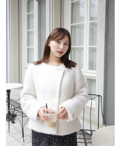ジャケット・アウター Elise Boucle Peplum Coat Elise Boucle Peplum Coat