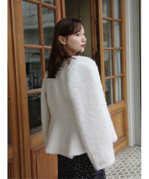 Elise Boucle Peplum Coat（ノーカラーコート）｜Her lip to（ハー