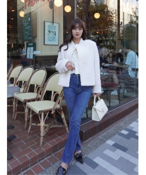 Elise Boucle Peplum Coat（ノーカラーコート）｜Her lip to（ハー