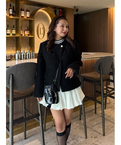 Elise Boucle Peplum Coat（ノーカラーコート）｜Her lip to（ハー