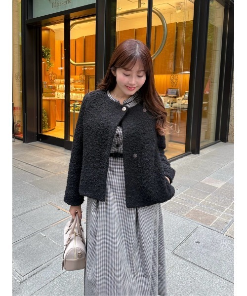 Elise Boucle Peplum Coat（ノーカラーコート）｜Her lip to（ハー