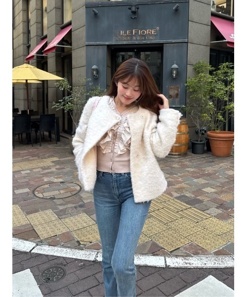 Elise Boucle Peplum Coat（ノーカラーコート）｜Her lip to（ハー