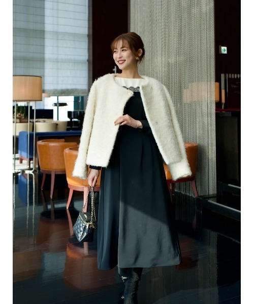 Elise Boucle Peplum Coat（ノーカラーコート）｜Her lip to（ハー