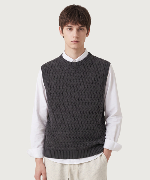 TOPBOY(トップボーイ)の「レギュラーフィットメッシュニットベストチャコール(ベスト・レディース・チャコール・LARGE/X-LARGE/XX-LARGE)」の1枚目の写真