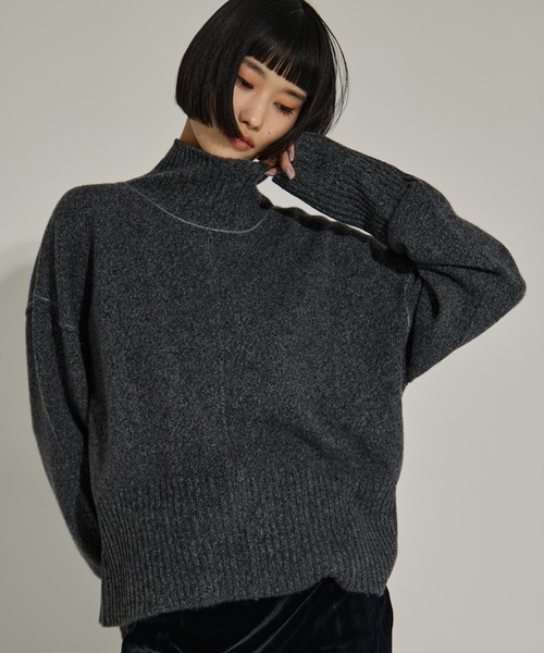 AKANE UTSUNOMIYA（アカネウツノミヤ）の「【AKANE UTSUNOMIYA/アカネウツノミヤ】AKES-006（タートルネックニット）（ニット/セーター・レディース・ダークグレー/ブルー・FREE）」の2枚目の写真