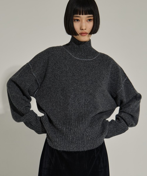 AKANE UTSUNOMIYA（アカネウツノミヤ）の「【AKANE UTSUNOMIYA/アカネウツノミヤ】AKES-006（タートルネックニット）（ニット/セーター・レディース・ダークグレー/ブルー・FREE）」の5枚目の写真