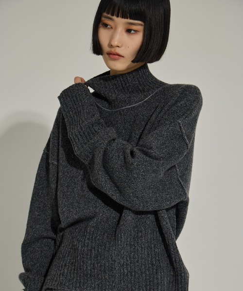 AKANE UTSUNOMIYA（アカネウツノミヤ）の「【AKANE UTSUNOMIYA/アカネウツノミヤ】AKES-006（タートルネックニット）（ニット/セーター・レディース・ダークグレー/ブルー・FREE）」の6枚目の写真