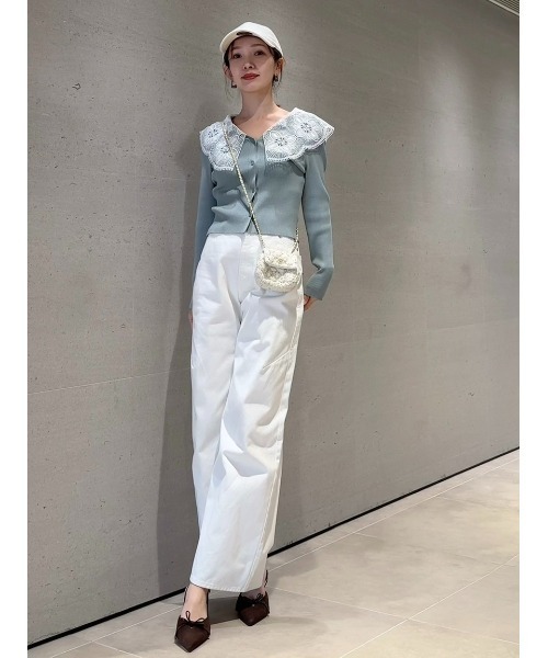 SNIDEL（スナイデル）の「エンブロイダリーカラーニットトップス（ニット/セーター・レディース・アイボリー/ミント/ネイビー・F）」の4枚目の写真