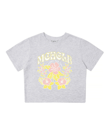 ハワイアンフラワークロップTシャツ(ライトグレー)