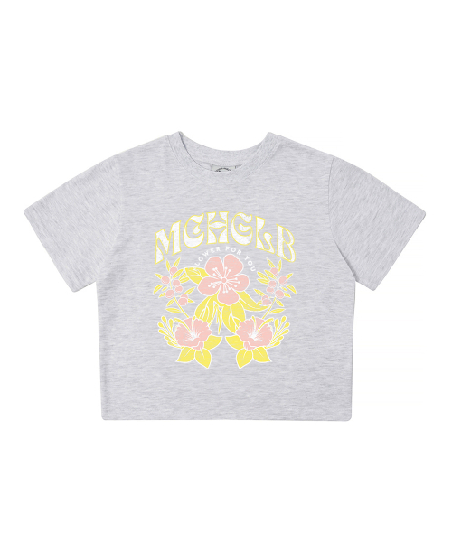 MATCHGLOBE(マッチグローブ)の「ハワイアンフラワークロップTシャツ(ライトグレー)(Tシャツ/カットソー・レディース・その他・FREE)」の1枚目の写真