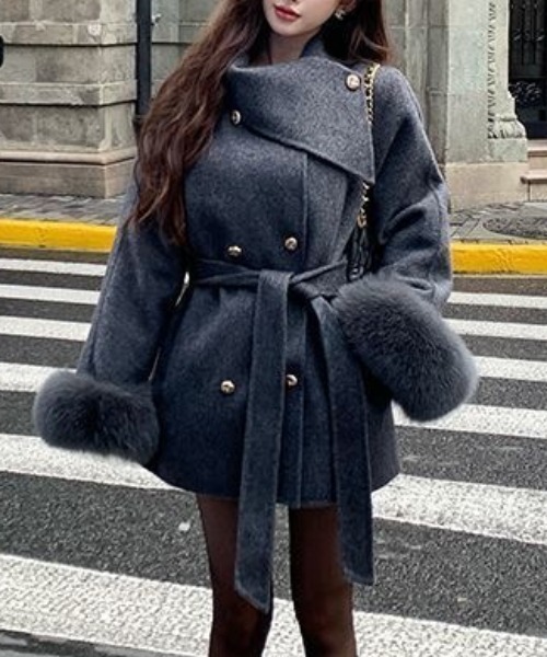 セール】【ベルト付き】エコファーチェスターコート（チェスターコート