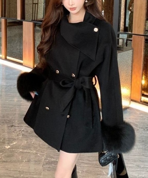 セール】【ベルト付き】エコファーチェスターコート（チェスターコート