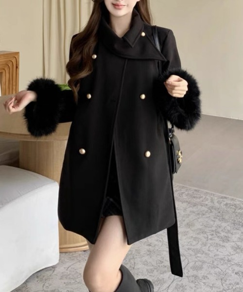 セール】【ベルト付き】エコファーチェスターコート（チェスターコート