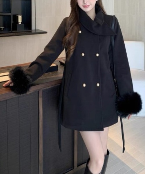 セール】【ベルト付き】エコファーチェスターコート（チェスターコート