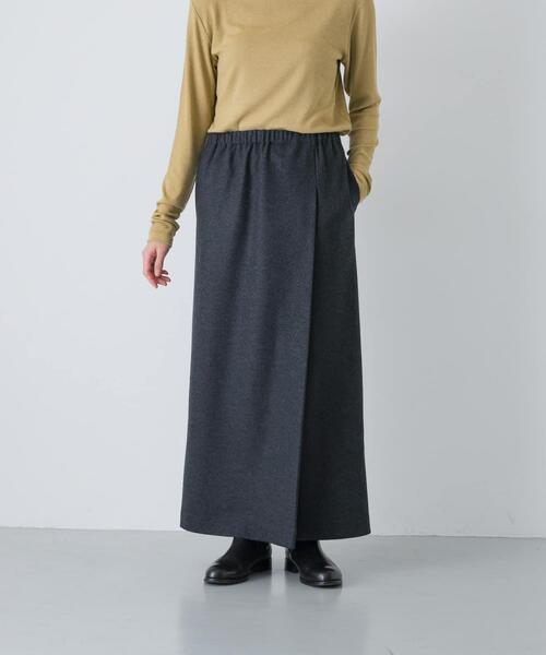 かぐれ(カグレ)の「ウールカットストレートスカート(スカート・レディース・ブラック/チャコールグレー・FREE)」の3枚目の写真