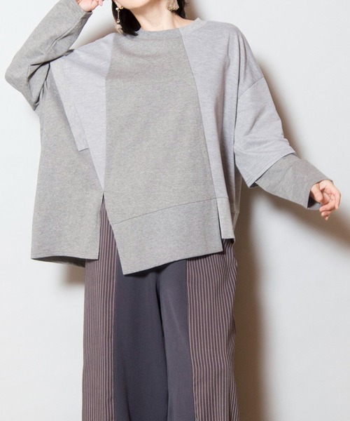 OSMOSIS（オズモーシス）の「切替プルオーバー（Tシャツ/カットソー・レディース・ブラック/グレー/ブルー・ONE SIZE）」の2枚目の写真