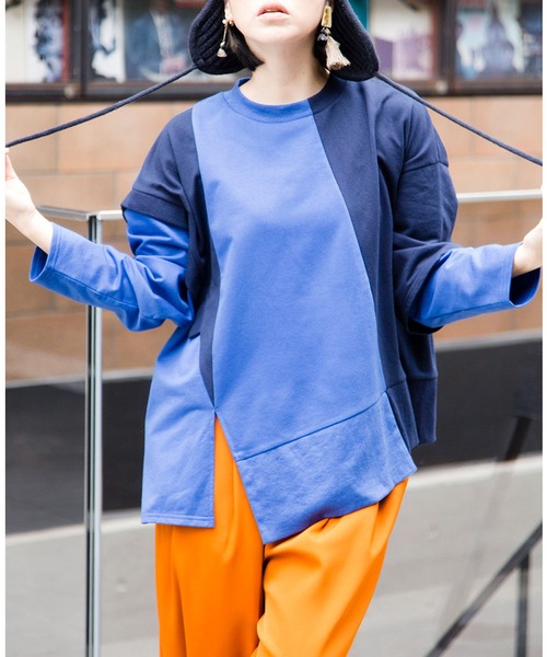 OSMOSIS（オズモーシス）の「切替プルオーバー（Tシャツ/カットソー・レディース・ブラック/グレー/ブルー・ONE SIZE）」の3枚目の写真