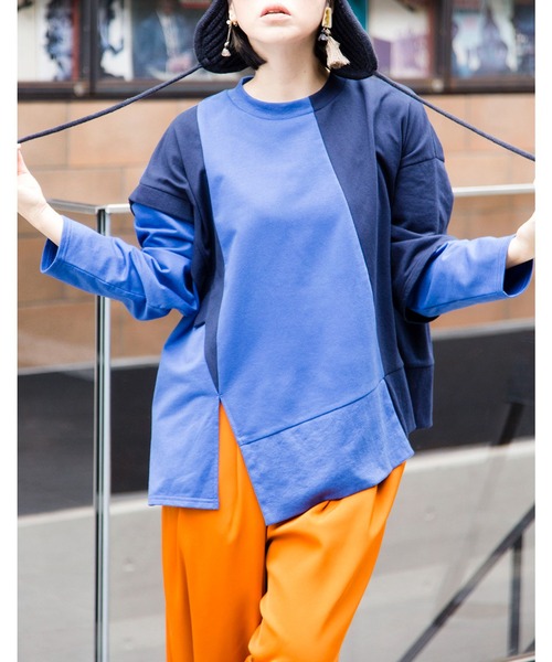 OSMOSIS（オズモーシス）の「切替プルオーバー（Tシャツ/カットソー・レディース・ブラック/グレー/ブルー・ONE SIZE）」の8枚目の写真