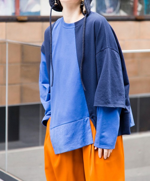 OSMOSIS（オズモーシス）の「切替プルオーバー（Tシャツ/カットソー・レディース・ブラック/グレー/ブルー・ONE SIZE）」の12枚目の写真