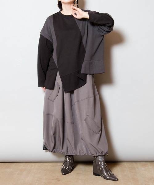 OSMOSIS（オズモーシス）の「切替プルオーバー（Tシャツ/カットソー・レディース・ブラック/グレー/ブルー・ONE SIZE）」の21枚目の写真