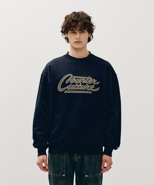 ECORR（エコル）の「カウンターカルチャー刺繍スウェットシャツ_ネイビー（スウェット・メンズ・その他・3(XL)/1(M)/2(L)）」の2枚目の写真