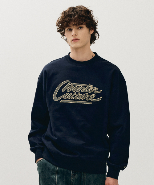 ECORR（エコル）の「カウンターカルチャー刺繍スウェットシャツ_ネイビー（スウェット・メンズ・その他・3(XL)/1(M)/2(L)）」の4枚目の写真