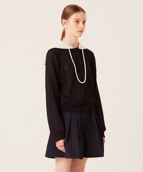 the studio kの「SAILOR COLLAR LINEN KNIT CARDIGAN (NAVY)(カーディガン/ボレロ・レディース・その他・FREE)」の1枚目の写真