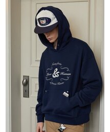 KINETO（キネト）の「Classic artwork embroidered hood_navy（パーカー）」