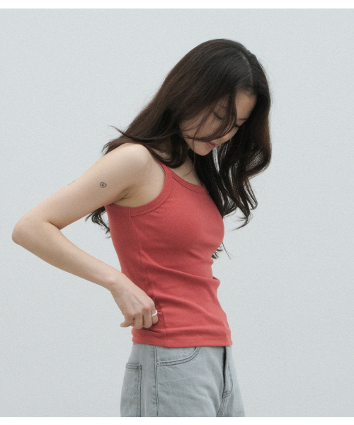 MMOGARDEN(エメモガーデン)の「daily sleeveless (6color)(Tシャツ/カットソー・レディース・ネイビー/グレー/イエロー/オレンジ/アイボリー/チョコ・FREE)」の7枚目の写真