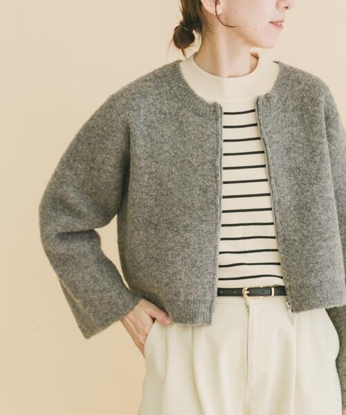 ITEMS URBANRESEARCH（アイテムズ アーバンリサーチ）の「ブークレジップショートカーディガン（カーディガン/ボレロ・レディース・グレー/ブラウン/レッド・FREE）」の7枚目の写真