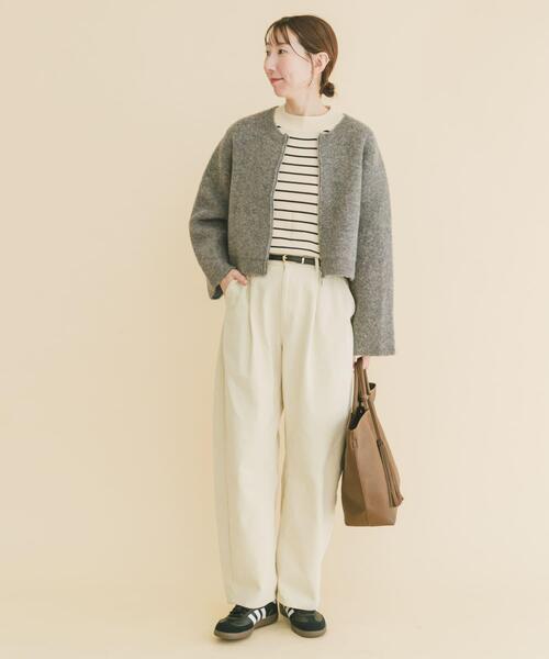 ITEMS URBANRESEARCH（アイテムズ アーバンリサーチ）の「ブークレジップショートカーディガン（カーディガン/ボレロ・レディース・グレー/ブラウン/レッド・FREE）」の8枚目の写真