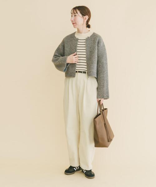 ITEMS URBANRESEARCH（アイテムズ アーバンリサーチ）の「ブークレジップショートカーディガン（カーディガン/ボレロ・レディース・グレー/ブラウン/レッド・FREE）」の9枚目の写真