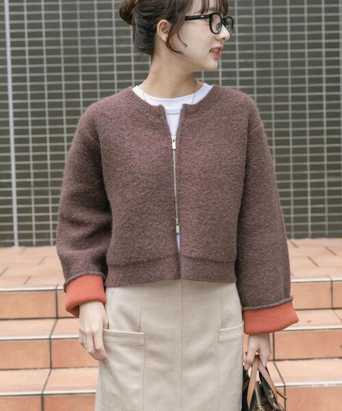 ITEMS URBANRESEARCH（アイテムズ アーバンリサーチ）の「ブークレジップショートカーディガン（カーディガン/ボレロ・レディース・グレー/ブラウン/レッド・FREE）」の16枚目の写真