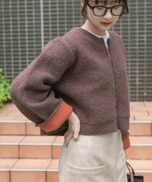 ITEMS URBANRESEARCH（アイテムズ アーバンリサーチ）の「ブークレジップショートカーディガン（カーディガン/ボレロ・レディース・グレー/ブラウン/レッド・FREE）」の17枚目の写真