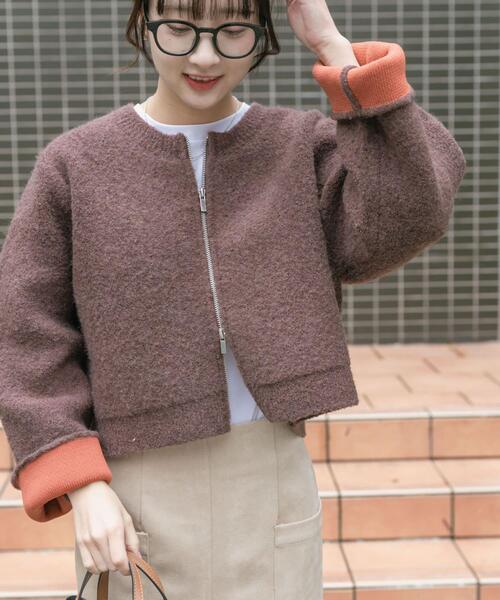 ITEMS URBANRESEARCH（アイテムズ アーバンリサーチ）の「ブークレジップショートカーディガン（カーディガン/ボレロ・レディース・グレー/ブラウン/レッド・FREE）」の18枚目の写真