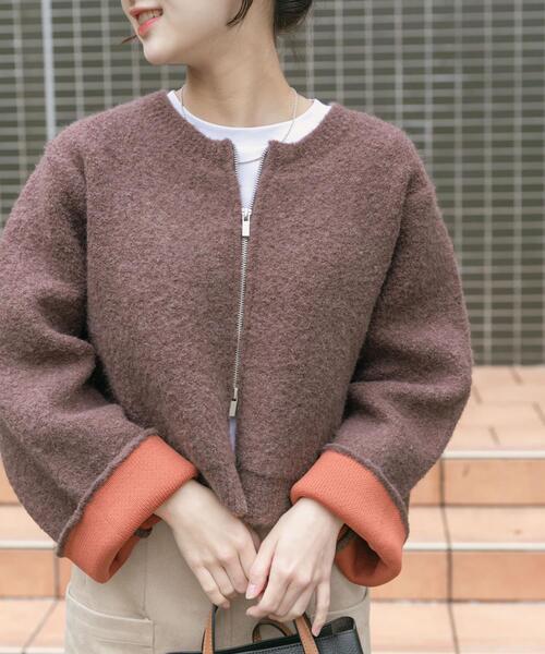 ITEMS URBANRESEARCH（アイテムズ アーバンリサーチ）の「ブークレジップショートカーディガン（カーディガン/ボレロ・レディース・グレー/ブラウン/レッド・FREE）」の19枚目の写真
