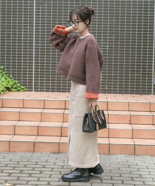 ITEMS URBANRESEARCH（アイテムズ アーバンリサーチ）の「ブークレジップショートカーディガン（カーディガン/ボレロ・レディース・グレー/ブラウン/レッド・FREE）」の20枚目の写真