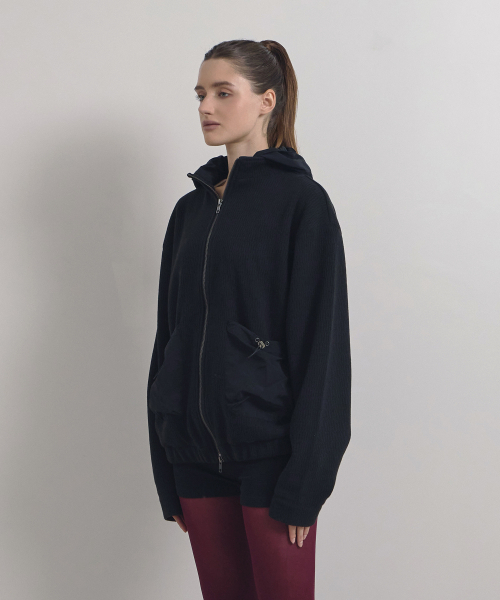SOEOTI(ソーティ)の「Shell Knit Hood Zip up (Black)(パーカー・レディース・その他・FREE)」の3枚目の写真