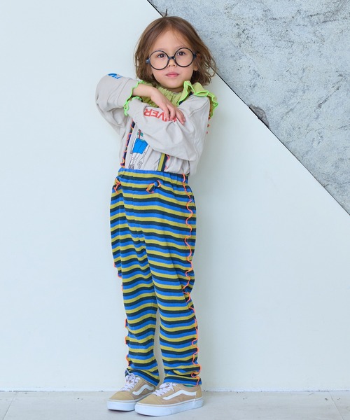 MARKEY'S(マーキーズ)の「パイルボーダーメロー2wayサロペット(サロペット/オーバーオール・キッズ・イエロー系その他/ピンク系その他/ライトグリーン・110/100/90/80/120)」の8枚目の写真