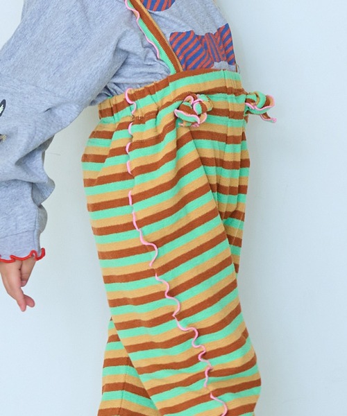 MARKEY'S(マーキーズ)の「パイルボーダーメロー2wayサロペット(サロペット/オーバーオール・キッズ・イエロー系その他/ピンク系その他/ライトグリーン・110/100/90/80/120)」の14枚目の写真